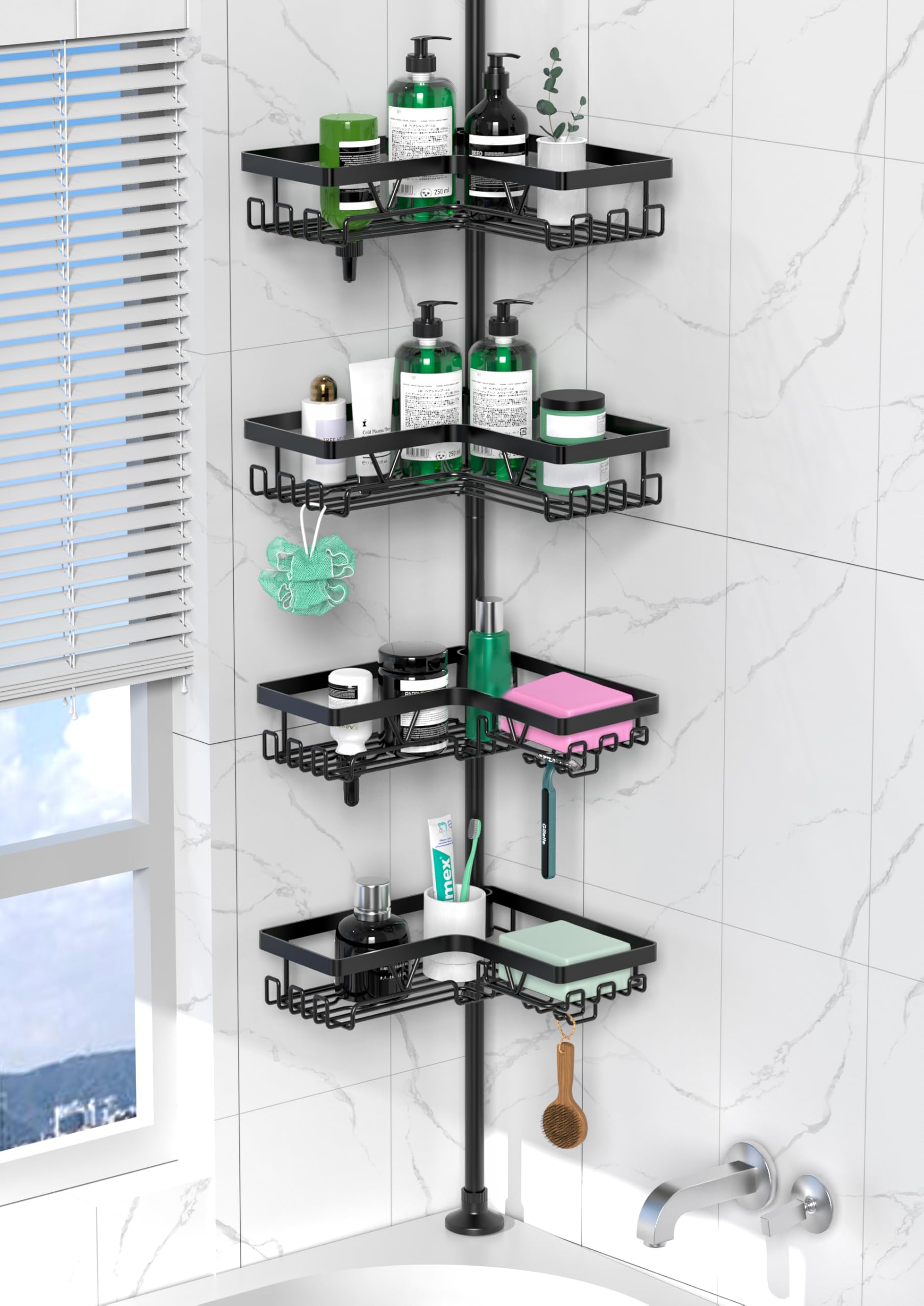 DAOYA Corner Shower Caddy Tension Pole - 4 Tier Stainless Steel ...