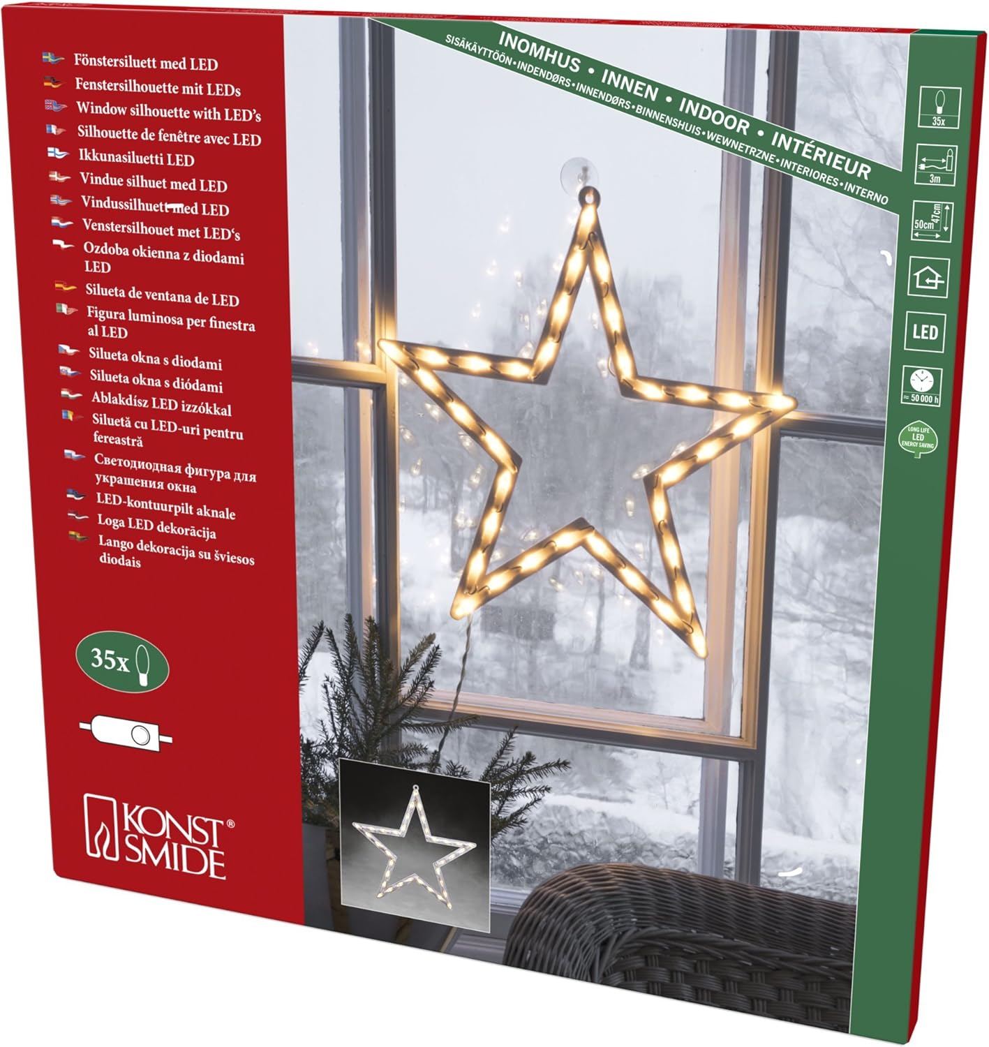 Konstsmide Christmas Lights/Window Silhouette"Star"/Indoor (IP20)/230V/35 Warm White Replaceable