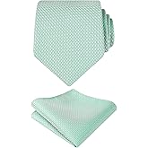 Alizeal Mens 3.15'' Vintage Necktie and Pocket Square Business Geometric Regular Patterns Tie and Hanky Set