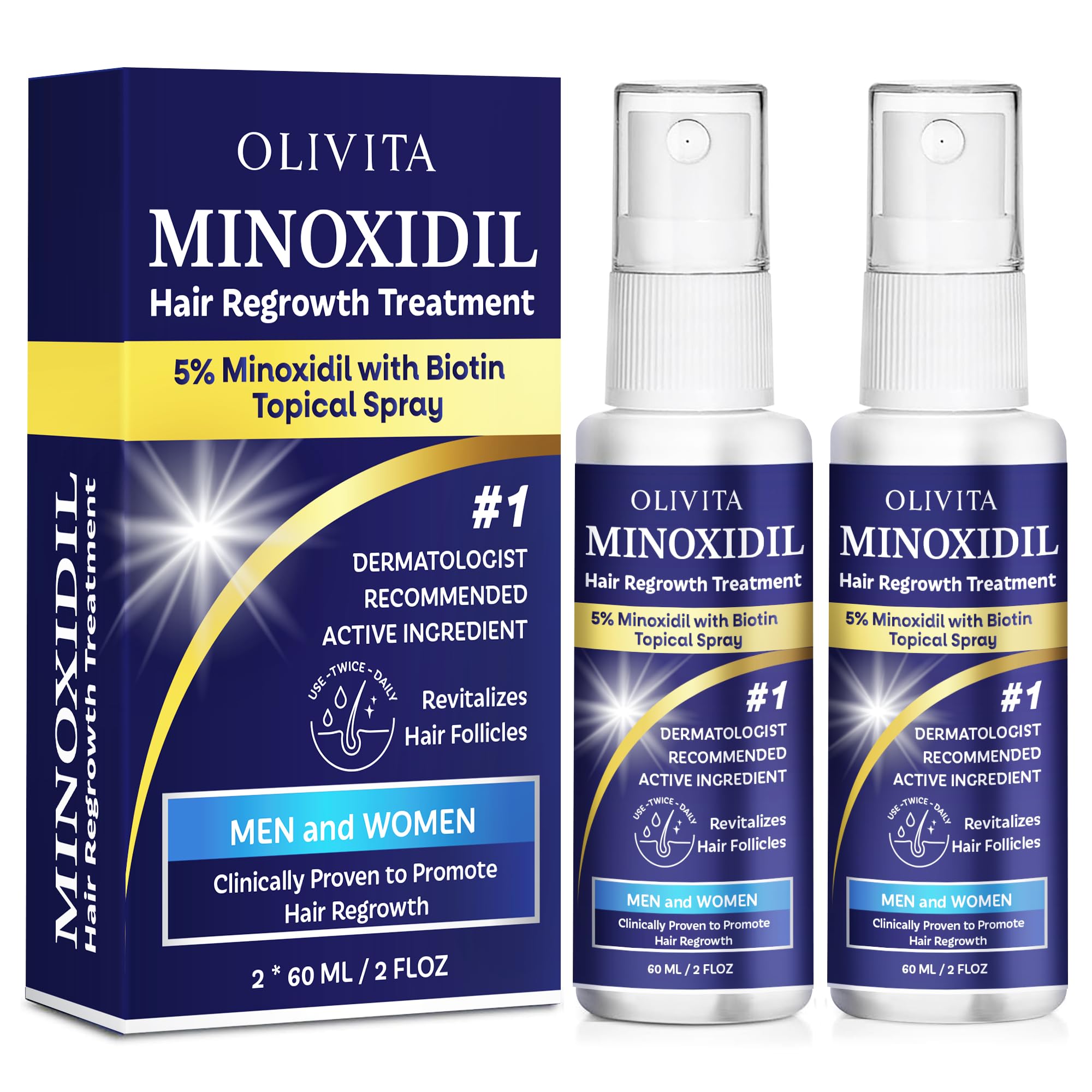Photo 1 of 5% Minoxidil for Men and Women Hair Growth: Minoxidil Spray Hair Regrowth Treatment Serum with Biotin & Rosemary -Stop Hair Thinning and Hair Loss For Stronger Thicker Longer Hair