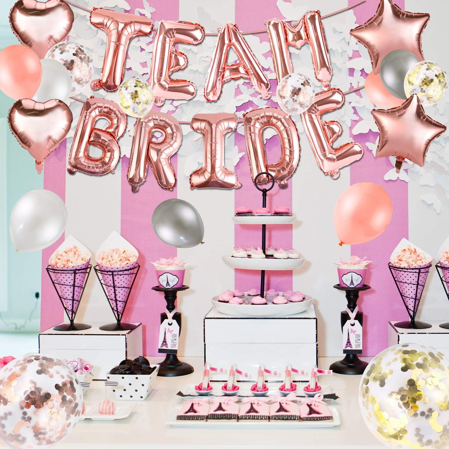 Howaf 64pcs Hen Party Decoration Team Mariee Enterrement Ballons Rose Or Ballons Confettis Ballons Fete Ballon Baudruche Pour Mariage Decoration Enterrement De Vie De Jeune Fille Cuisine Maison Decorations Dwteam In