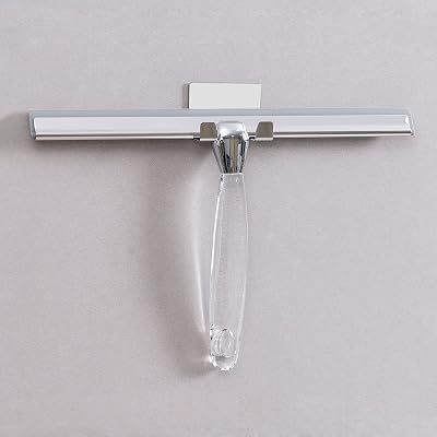 Ettori Shower Squeegee Stainless Steel 12 inch Blade Wall Hook Adhesive Mount