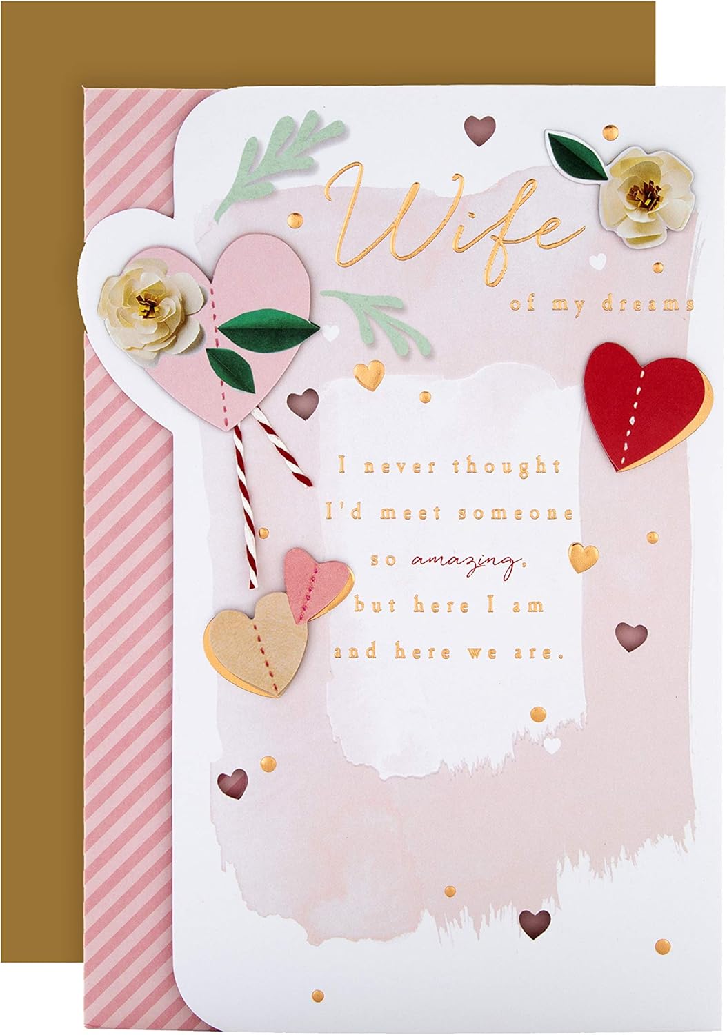Valentine Card for Wife from Hallmark - Collage Effect Design, Rose Gold, 26cm x 18cm