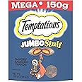 TEMPTATIONS Jumbo Stuff Crunchy and Soft Cat Treats Savory Salmon Flavor, 5.3 oz. Pouch