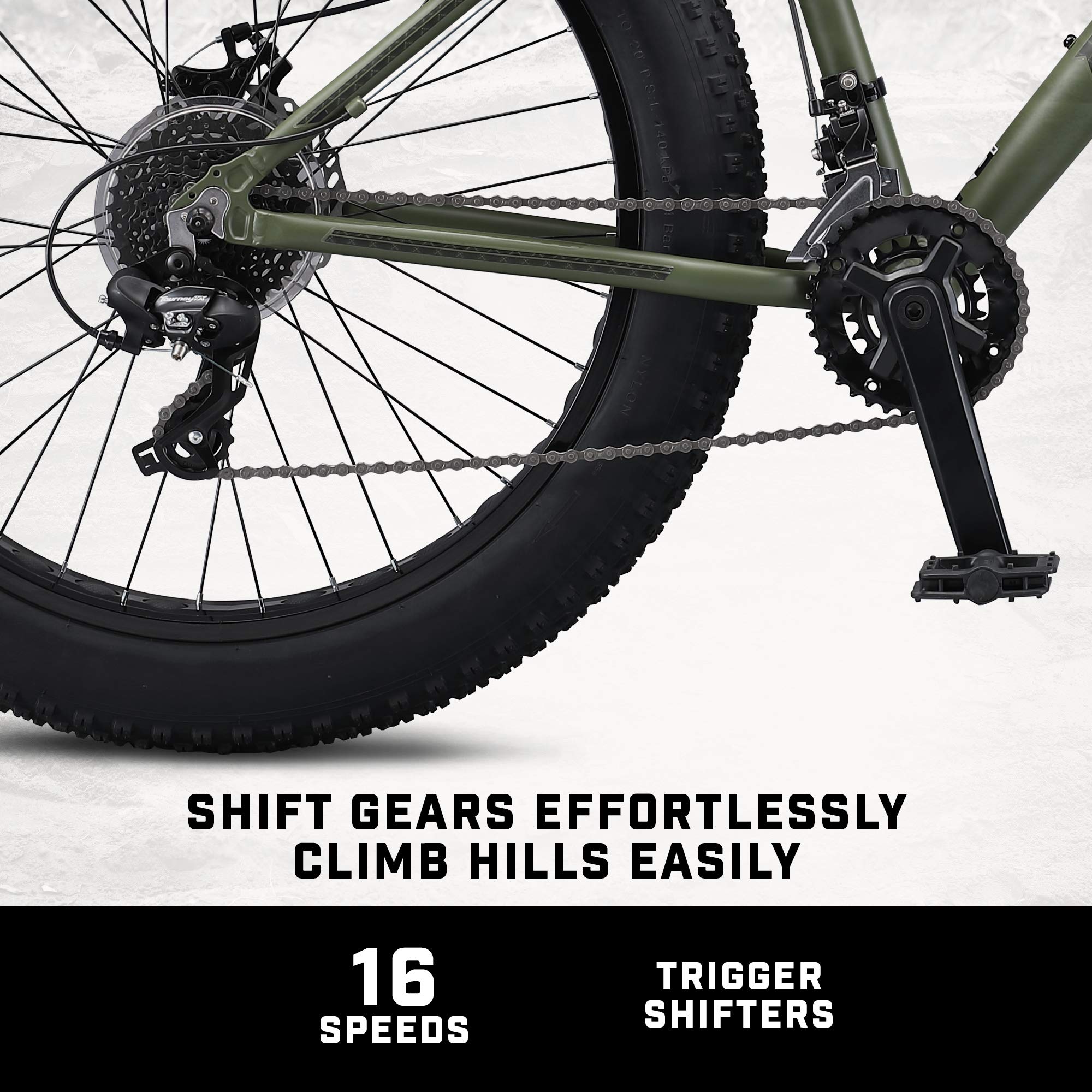 Mongoose Argus Trail or ST Fat Tire Mountain Bike, 20, 24 or 26 Inch Bike for Kids and Adults, 7 or 16 Speed, Aluminum or Steel Frame, Knobby Mountain Fat Tires, Mechanical Disc Brakes