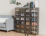 HOMIDEC 6 Pcs Shoe Boxes Clear Plastic Stackable with Lids 34.5x27x19 cm view 2