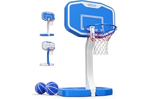LifeOG Swimming Pool Basketball Game - Durable & Sturdy,Design for Ages 6+, Poolside Water Basketball Hoop, 2 Balls and Pump Included,Suitable for All Inground Swimming Pools-BLUE