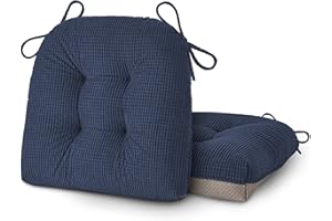 OVOV Dining Chair Cushions Set of 2 Soft Non-Slip Kitchen Chair Pads Tufted Seat Cushion with Ties for Kitchen Dining Room(18