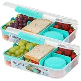 Sistema To Go 1.48L (2-Pack) Bento Box Food Storage Containers, School Lunch Boxes with Removable Dividers &amp; Snack Pot, Two 1.48L Containers, Freezer, Microwave, &amp; Dishwasher-Safe, BPA-Free