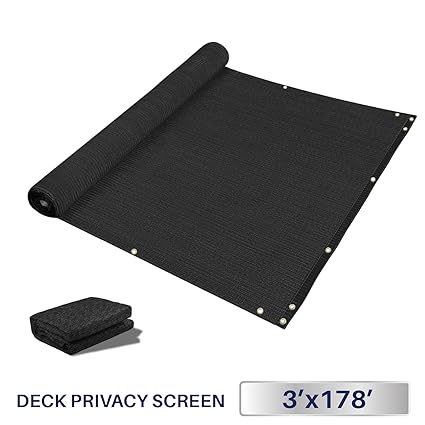 3 x 178, Solid Black: Windscreen4less Deck Privacy Screen for Backyard, Patio, Balcony, Pool, Porch, Railiing, Gardening, Fence Shield Rails Protection B