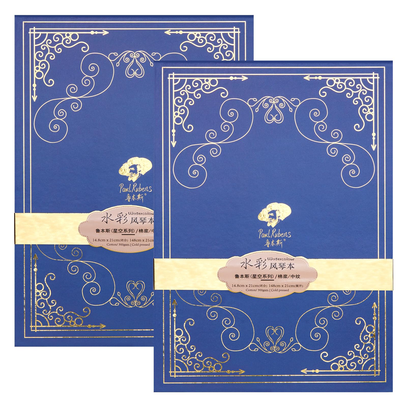 Paul Rubens Watercolour Sketchbook A5,140lb/300gsm Acid-Free 50% Cotton Organ Style Watercolour Journal Paper,Cold Pressed Watercolour Pad for Wet/Dry Mixed Media 20 Sheets(2 Pack) 5.8 x 8.2 Inches