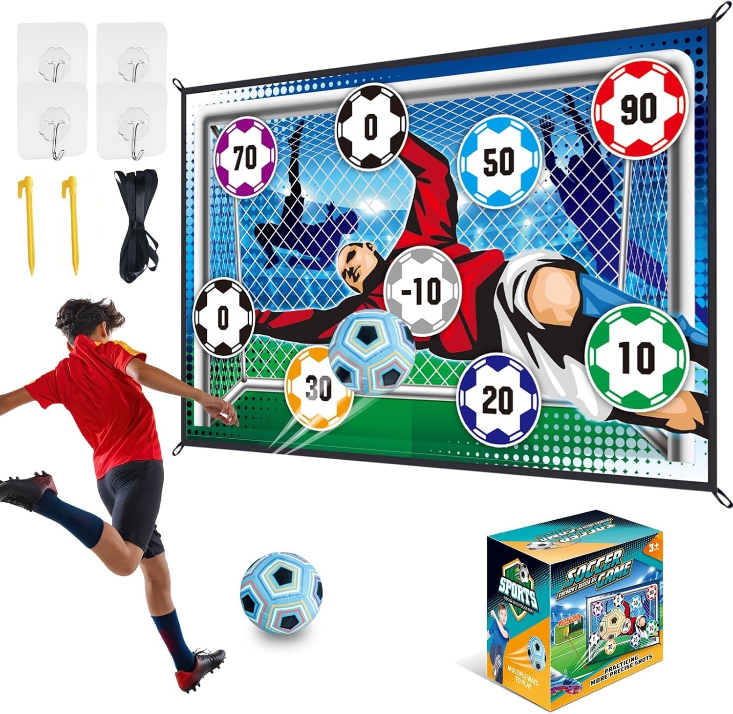 Soccer Gifts for Girls and Boys Indoor Soccer Ball Game with 2 Balls, Backyard Toss Goal Target, Sport Toys for 3 4 5 6 7 8 9 10 11 12 Years Old Kids