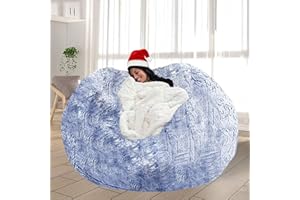 Bean Bag Chair Oversized Adult Plush Bean Bag Chair Cover Fluffy Faux Fur Washable DIY Soft Storage Seat for Reading, Gaming,