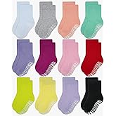 RATIVE Non Skid Anti Slip Cotton Dress Crew Socks With Grips For Baby Infant Toddler Kids Girls