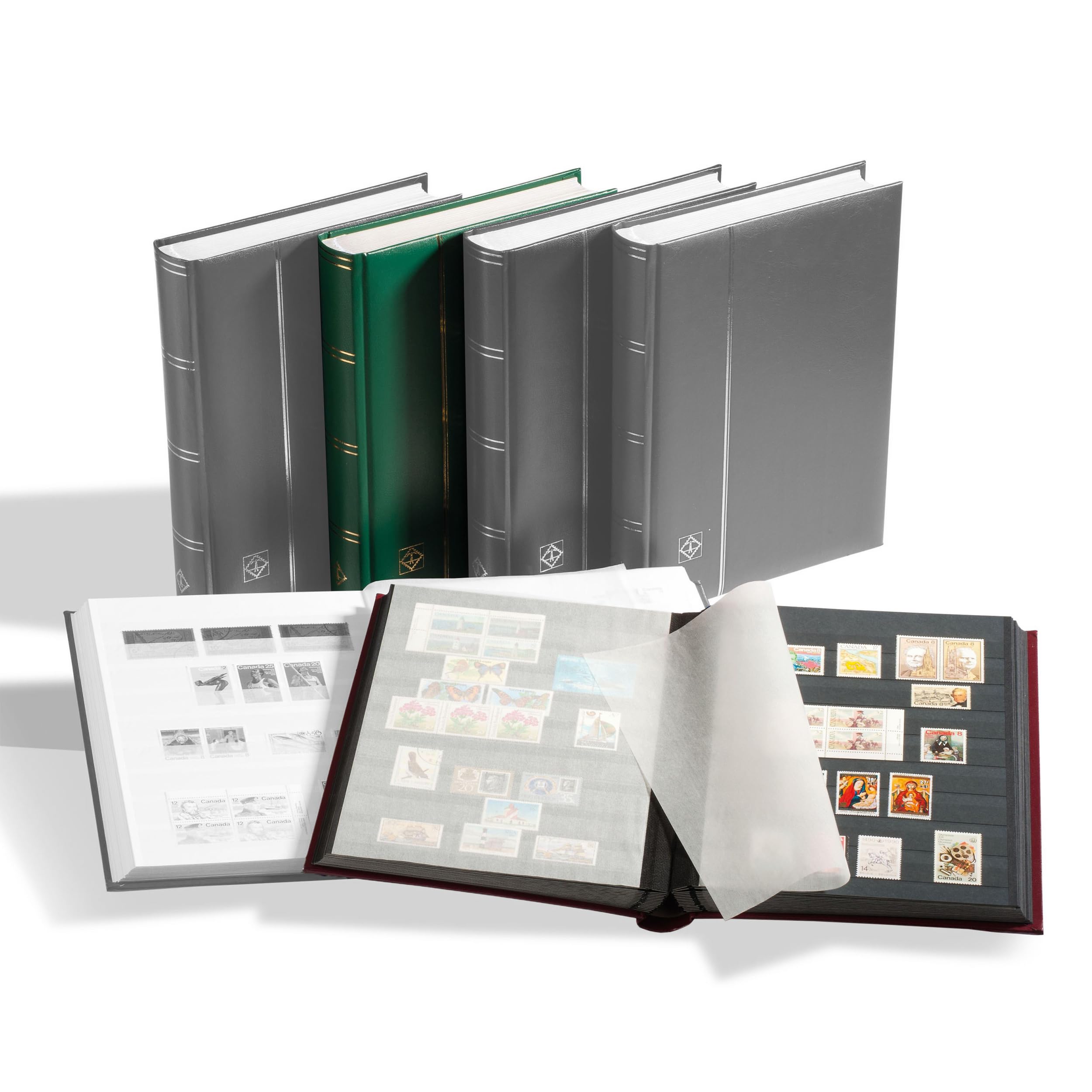 Leuchtturm 306438 A4 Stock Book COMFORT, 64 black pages, padded cover, green