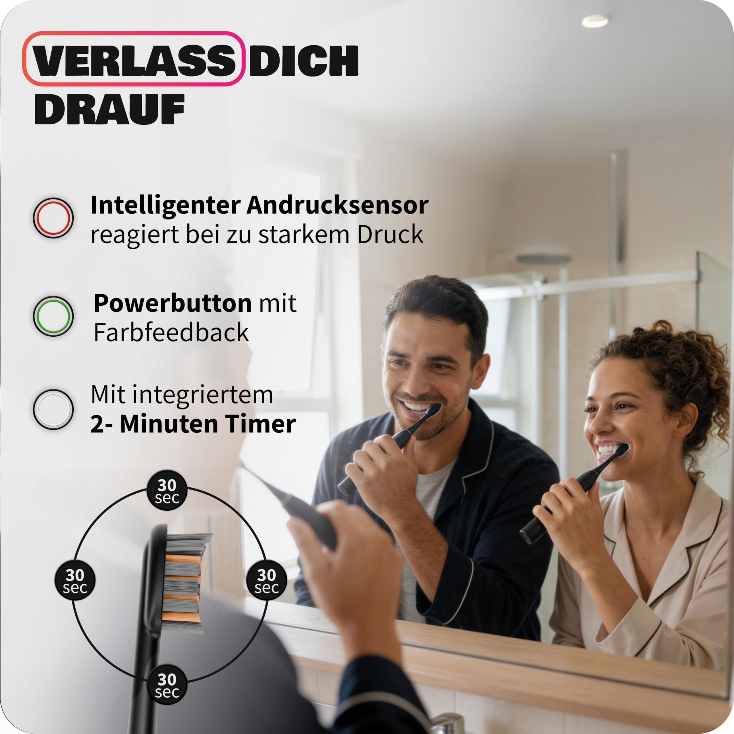 ZAHNHELD® Doppelpack, 2x elektrische Schallzahnbürsten GERO G3, inkl. 2x Bürstenköpfe & 2x Reiseetuis | Für eine sanfte & effektive Reinigung 6