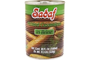 Sadaf Pickled Cucumbers in Brine - Pickled Cucumbers for Cooking & Food Flavoring - Pepinos en Salmuera - Persian Cuisine - Kosher - Non-GMO - 19 Oz Can