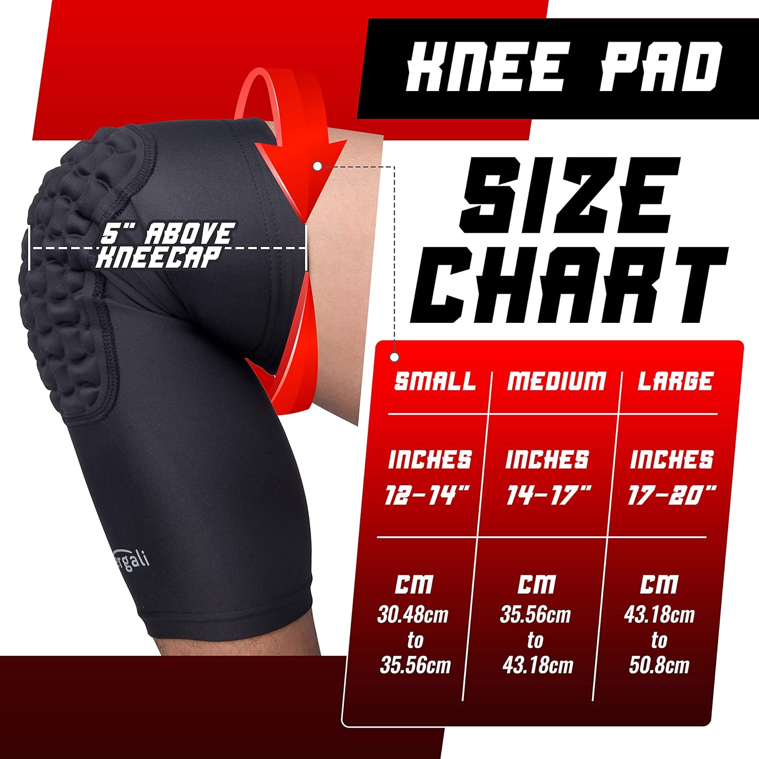 Vergali Basketball and Wrestling Knee Pads for Youth and Adult (Set of 2). Durable Padded Knee Sleeve Design Contours Around Knee to Protect Your Leg. Perfect Compression for Boys, Girls, Men, Women : Sports & Outdoors