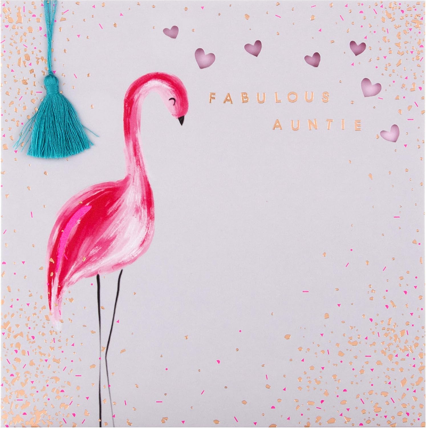 Hallmark Birthday Card for Auntie - Embossed and Die-cut Flamingo Design, Multicoloured, 16 cm by 16 cm
