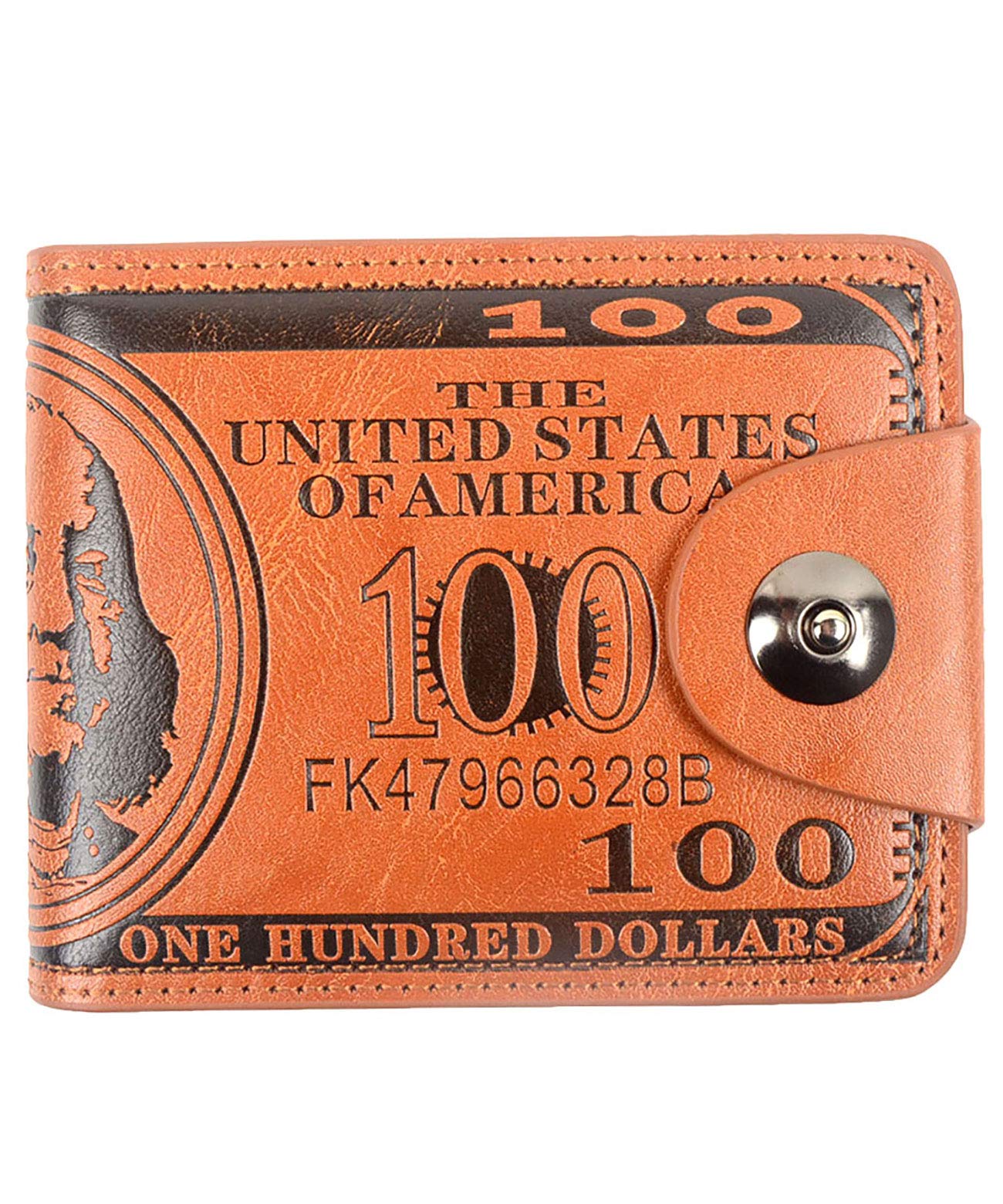 POPUCT New Men's US Dollar Bill Money Bifold Wallet (Brown)