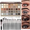 UCANBE Nude Eyeshadow Palette + 15 PCS Makeup Brushes Set, 40 Color Matte Shimmer Glitter Eye Shadow, Neutral Black Dark Grey Smoky Make Up Pallet Gift Kit Highly Pigmented Long Lasting Waterproof