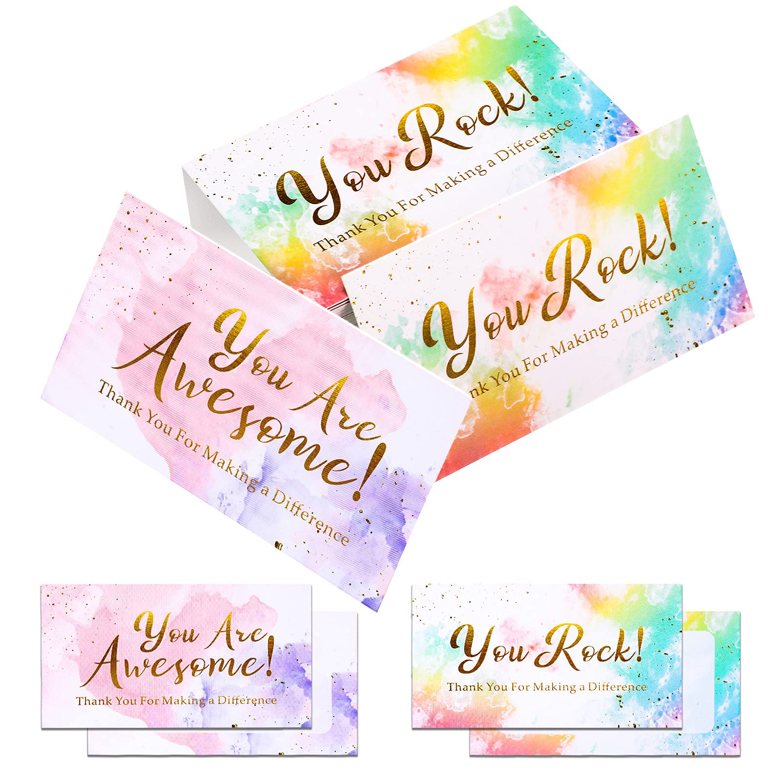 100 Pcs Appreciation Cards You Are Awesome Positive Affirmations Cards Personalised Paper Nurse Appreciation Gifts Watercolor Thank You Postcards for Employee Doctor Teacher Baby Shower Wedding