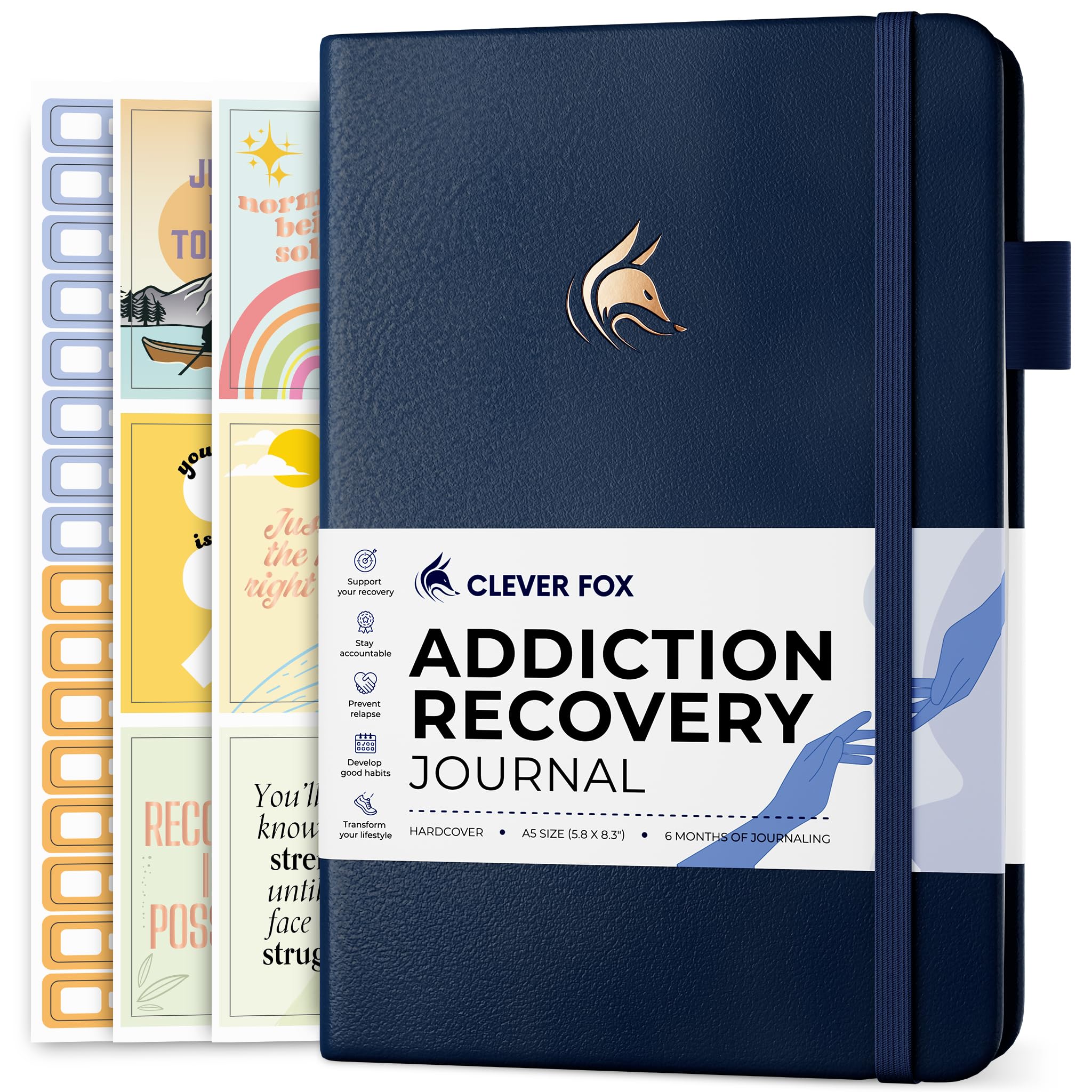 Clever Fox Addiction Recovery Journal – Guided Sobriety Workbook for Alcohol, Drug, Gambling, Eating & Other Addictions – Daily Planner to Support Recovery Progress – A5 Size (Dark Blue)