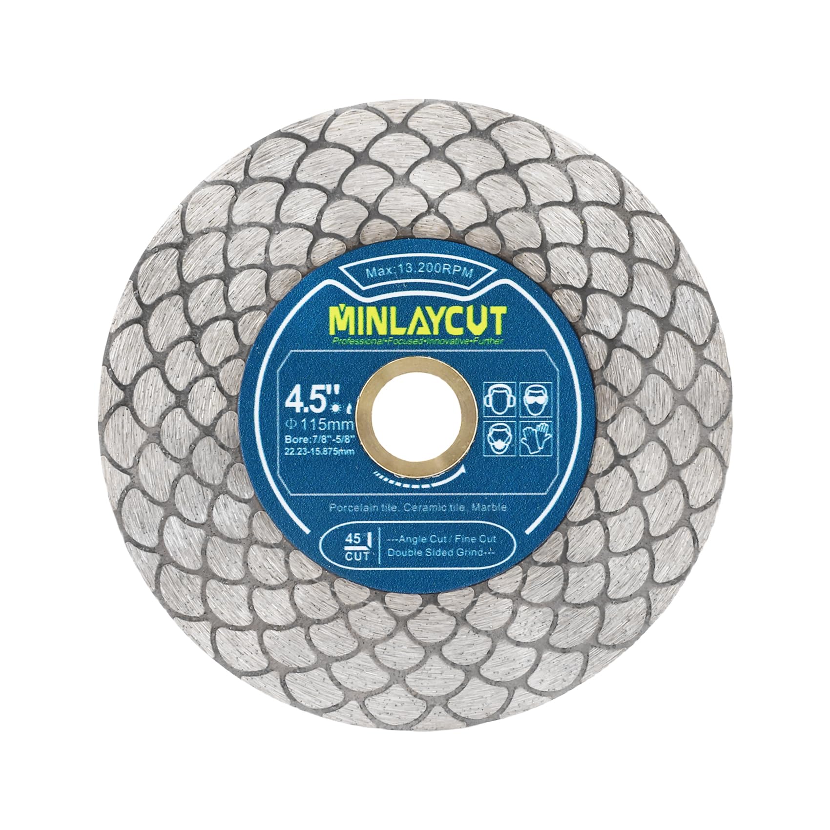 115mm Diamond Tile Cutting Disc - MINLAYCUT Diamond Blade Porcelain Tiles Grinding Disc 4.5" for Cutting and Grinding Porcelain Ceramic Tile Marble Artificial Stone
