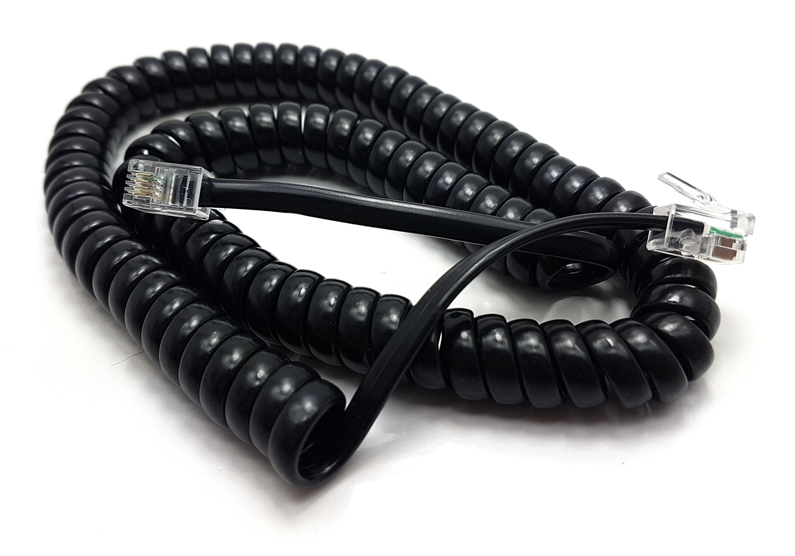 MainCore 3m long RJ10 Plug to RJ10 Plug Coiled Telephone Handset Reciever Cable Lead (Available in 1.5m, 2m, 3m, 5m) (3m)