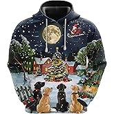 228CLOSET Men's Christmas Season Fleece Hooded Sweatshirt - 3D Xmas Printed Pullover Hoodie Men Women Set 26