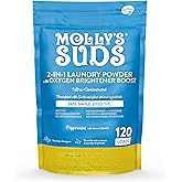 Molly's Suds 2-in-1 Original Laundry Powder with Oxygen Brightener Boost | Clean Laundry Detergent & Stain Remover | Peppermint with Hint of Lemon, 120 Loads