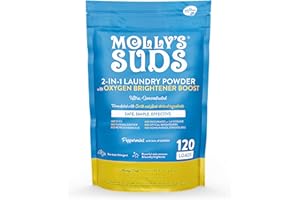 Molly's Suds 2-in-1 Original Laundry Powder with Oxygen Brightener Boost | Clean Laundry Detergent & Stain Remover | Peppermint with Hint of Lemon, 120 Loads