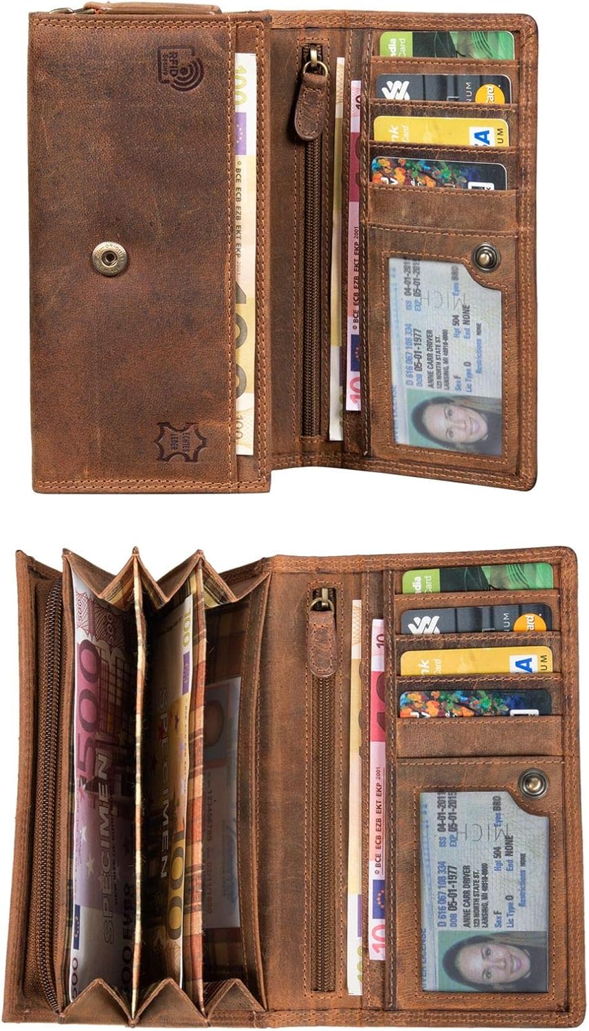 STILORD 'Ellen' RFID Wallet Ladies Leather Vintage Leather Purse for Women with NFC Protection Purses with Zipper in Gift Box Genuine Leather - Image 5