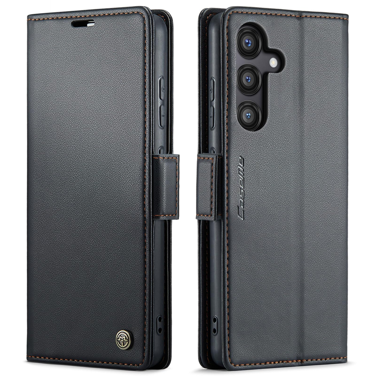 Photo 1 of QLTYPRI Wallet Case for Samsung Galaxy S25, Premium PU Leather Magnetic Flip Folio Case with RFID Blocking Credit Card Slots Kickstand Shockproof Protective Phone Cover - Black