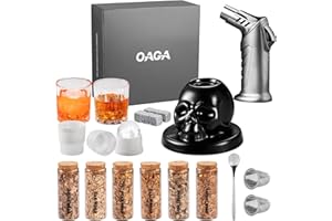 OAGA Whiskey Smoker Kit with Torch - 21 Sets - 6 Flavors Wood Chips - Bourbon, Cocktail Smoker Infuser Kit, Old Fashioned Drink Smoker Kit, Birthday Bourbon Whiskey Gifts for Men, Dad, Husband (No Butane)