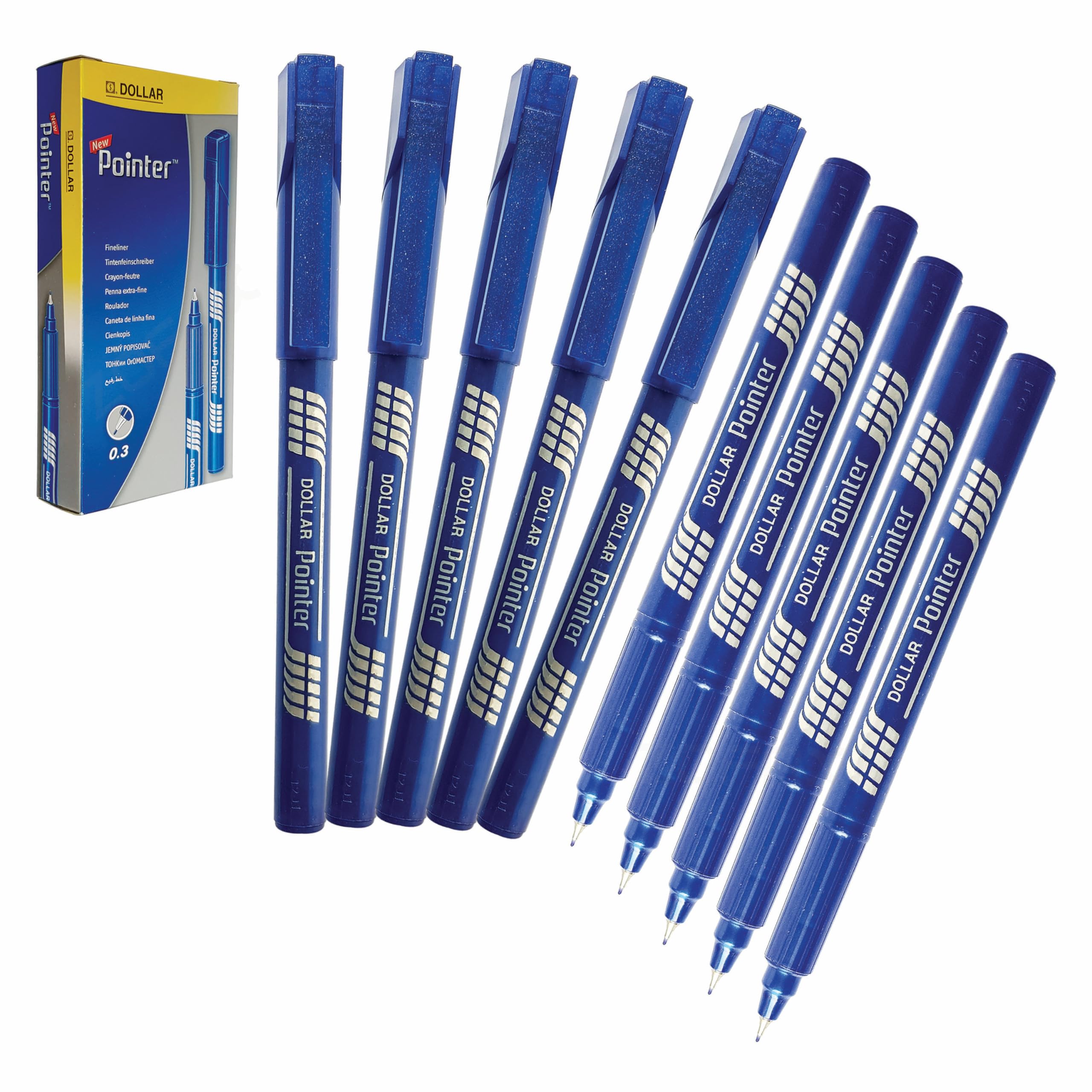 Fineliner Pens, BLUE, Pack of 10, Extra Fine Point (0.3mm), VAI-DTK Fine Line Pens, Fineliners for Draw Sketch Write Pens, iVAIDEX