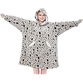NORD ECO Wearable Blanket Hoodie for Adult Women, Oversized Sherpa Fleece Hooded Sweatshirt Blanket, Cozy Blanket Hoodie with Sleeves, Blanket Hooded for Winter Gift (Standard, Grey Cat)