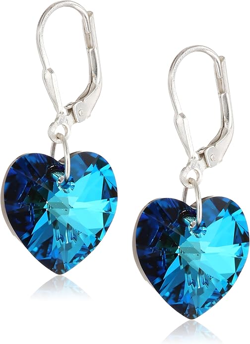 Sterling Silver Leverback Earrings with Bermuda Blue