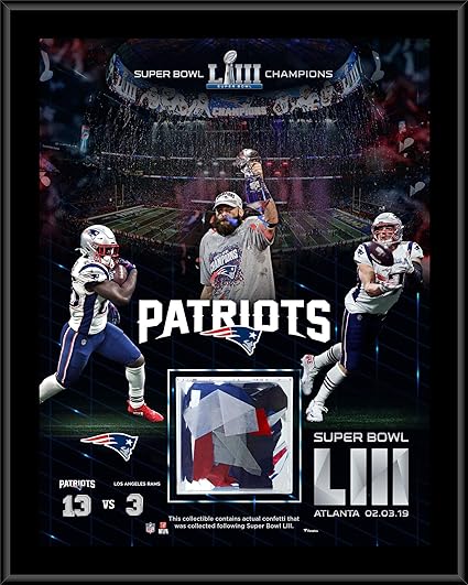 New England Patriots Super Bowl Liii Champions 12 X 15 Sublimated Plaque With Game Used Confetti Nfl Team Plaques And Collages At Amazon S Sports Collectibles Store