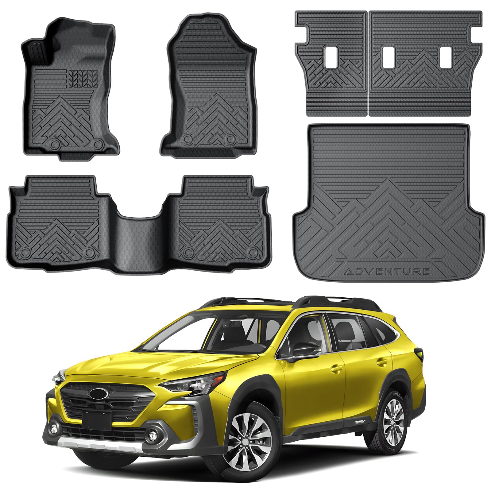 Photo 1 of KUST Floor Mats for 2020-2025 Subaru Outback, All Weather Cargo Mat Back Seat Protector TPE Rubber Rear Trunk Liner High Edge, Full Set Mats of 6