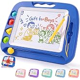 SGILE Magnetic Drawing Board for Kids, Toddler Doodle Toys, Large 16 &times; 13" | Etch &amp; Sketch Pad with 4 Magnet Stamps, Girls &amp; Boys' Birthday Gift,1-4 Year Old, Learning &amp; Educational, Writing Play, Blue