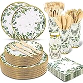 Sage Green Baby Shower Decorations Plates and Cups Sets,350pcs Party Plates Supplies,Disposable Dinnerware - Paper Plates Cup