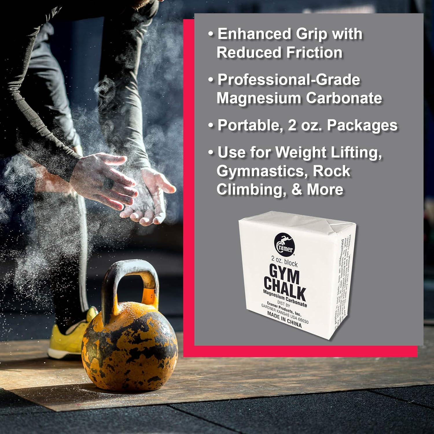 Cramer Gym Chalk Block, Magnesium Carbonate for Better Grip in Gymnastics, Weightlifting, Power Lifting, Pole Fitness, Rock Climbing, 4 oz. : Gymnastics Chalk : Sports & Outdoors