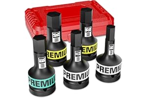 KIRXST 3/4" Drive Impact Hex Bit Set, 5 Piece Allen Bit Socket Set, 14-24mm, Metric, Cr-Mo Steel, Professional Mechanic Autom