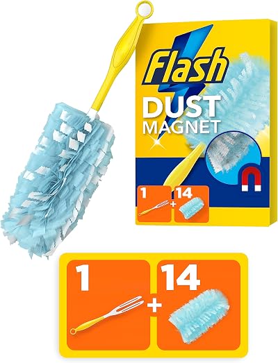 FLASH Flash Duster Dust Magnet Starter Kit 1 Handle 14 Refills