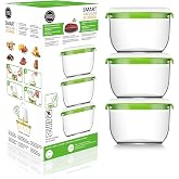 FOSA Food Containers for Vacuum Seal 3 Pack - 28oz Reusable Medium Vacuum Sealer Containers - Food Vacuum Sealer Set (Vacuum Pump Not Included)