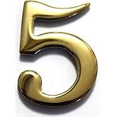 2" Solid Brass Mailbox Number #5 / Better Box Mailboxes Two Inch Tall Numbers with 3M Peel and Stick Auto Grade Adhesive - Clear Coat Sealed Weatherproof BN5