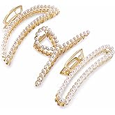 LINXUXIE Large Pearl Hair Clips - 4.5 inch Zinc Alloy Banana Claw Clips for Thick Hair, Strong Hold Accessories for Women and Girls (3PCS)