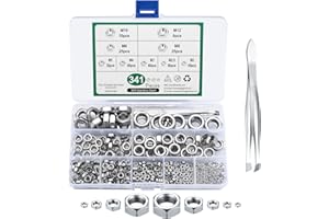 BAYIDUN Metric Hex Nuts Assortment Kit, 340pcs Stainless Steel Metric Lock Nuts, Assorted Locking Hex Nuts Set for Screw Bolt Nuts, with 1 x Tweezers - M2, M2.5, M3, M4, M5, M6, M8, M10, M12