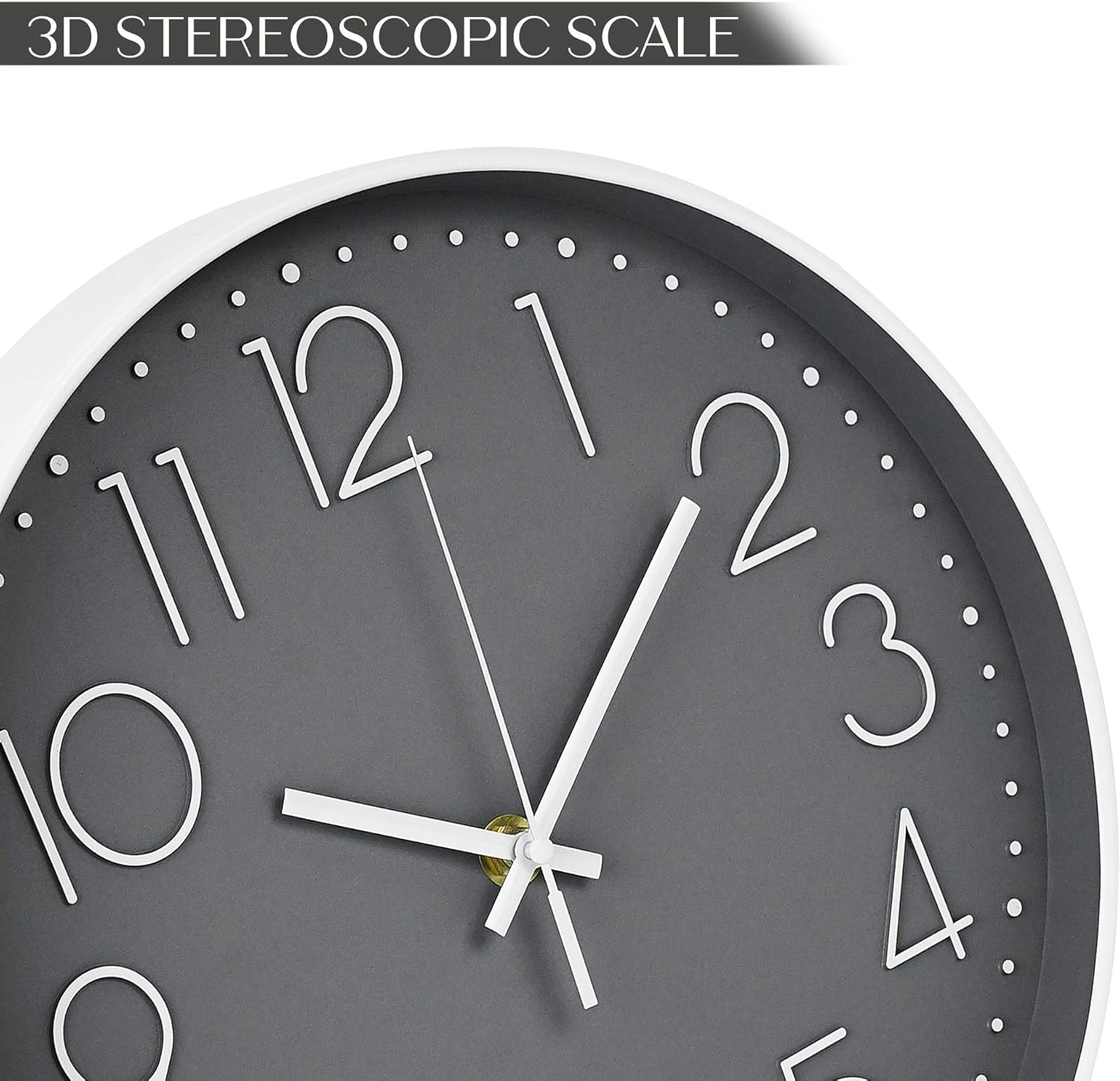 JINMA 12 Inch Modern Wall Clock Silent Non Ticking Easy to Read Decorative Wall Clocks for Living Room Decor Home Office Kitche (Grey): Kitchen & Dining
